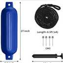 Boat Fenders 4Pack 4.5"/5.5."/6.5"/8.5" Inflatable Ribbed Marine Boat Fender with Fender Lines 6.5ft Needles and Pump for Twin Eyes Boat Fender Bumpers for Docking Fenders Use to Yacht Etc