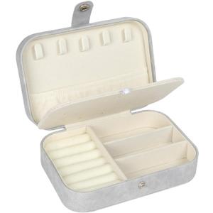 Hatori Travel Jewelry Box, PU Leather Small Jewelry Organizer for Women Girls, Portable Mini Travel Case Display Storage Holder Boxes for Stud Earrings, Rings, Necklaces, Bracelets (Grey)