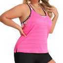 Angel season Plus Size Tankini Swimsuits Tops for Women Swim Top Only Tummy Control Bathing Suits Zippered Swimswear (Pink, XXXL)