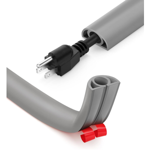 12ft Cord Cover Floor for Extension Cords, SelfAdhesive Floor Cable Cover to Protect Cables & Prevent Tripping, PVC Cord Hider Protector, Internal Wire Management Channel Diameter: 0.39", Grey