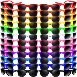 Oleitodh Kids Sunglasses Bulk, 60 Pack Neon Party Sunglasses, 80's Style, 10 Colors, Universal Size, Unisex, Birthday Party Favors
