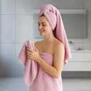 REDKISS Ultra Soft Bath Towels Set of 6 Large 35"x70" | 100% Microfiber, Highly Absorbent & Quick Dry | Pink Towels for Bathroom, Spa, Gym | 2 Bath, 2 Hand, 2 Washcloths