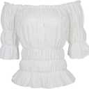 Kranchungel Peasant Blouses for Women: Renaissance Shirt Halloween Costumes Woman 2026 Pirate Costume Themed Party Aged 25-35 Size Small