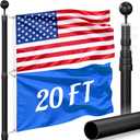 Wphold Flag Poles for Outside House Inground - Extra Thick Telescoping Flag Poles, Heavy Duty Flag Pole Kit with 3x5 American Flag (20FT, Black)