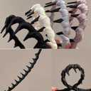 2-in-1 Decorative Hair Clips Non-Slip Grip - Nylon Braid Headbands for Women - Comfortable Accessories for All Types(braided whiteMetal black)