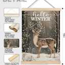GDJIEGBC Winter Reindeer Christmas Wall Art Decor, Rustic Christmas Decor, Snowy Reindeer Forest Winter Landscape Poster Hanging Wall Decoration for Home Bedroom Living Room, 12x16 Inches (color 10)