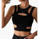 Milumia Women's Cut Out Gothic Tank Top Sexy Fitted Going Out Crop Tops Rave Club,L