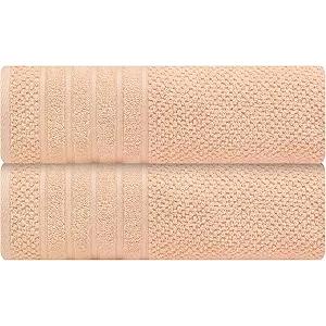 Luxury Bath Sheets| 100% Cotton | Ultra Soft, Plush, Thick, Fluffy, Highly Absorbent, Quick Dry| Home, Gym, Pool, Hotel, Shower | Oversized Large Towel Set for Bathroom| Set of 2| 35 x 70| - Peach