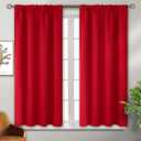 BGment Red Blackout Curtains 45 Inches Length for Bedroom- Rod Pocket Thermal Insulated Room Darkening Drapes for Short Bedroom Living Room Window, 42 x 45 Inch, 2 Panels