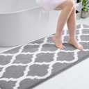OLANLY Bathroom Rugs 59x24, Soft and Absorbent Microfiber Bath Rugs, Non-Slip Shaggy Shower Carpet, Machine Wash Dry, Bath Mats for Bathroom Floor, Tub and Shower, Grey