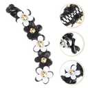 Lurrose Flower Hair Clip Banana Barrette Toothed Hair Claw Acrylic Floral Ponytail Holder Strong Tension Accessory for Women Girls Party Work