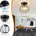 YYJLX Indoor Motion Sensor Ceiling Light Fixture Modern Cryatal Semi Flush Mount Ceiling Light Black Ovrehead Light Fixture for Porch Hallway Front Entryway Kitchen Hall Garage.