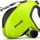 Pecute 32ft Retractable Dog Leash with Reflective Strips, 360 Tangle-Free, One-Button Control & Sturdiness Nylon Material, Long Leash Retractable with Poop Bag Holder for Medium Large Dog (Green)