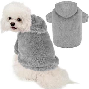 Fuzzy Dog Hoodie Sweater for Large Dogs Warm Winter Dog Clothes with Double-Sided Plush Fleece Soft Stretchy Pet Coats Hooded Sweatshirt for Medium Large Dogs