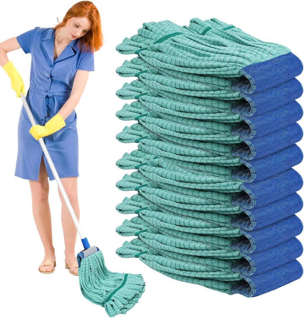 10 pcs Large Microfiber Tube Mop Heads,18 oz Heavy Duty Commercial Mop Head Replacement Reusable Machine Washable for Hardwood,Tile,Laminate Floors