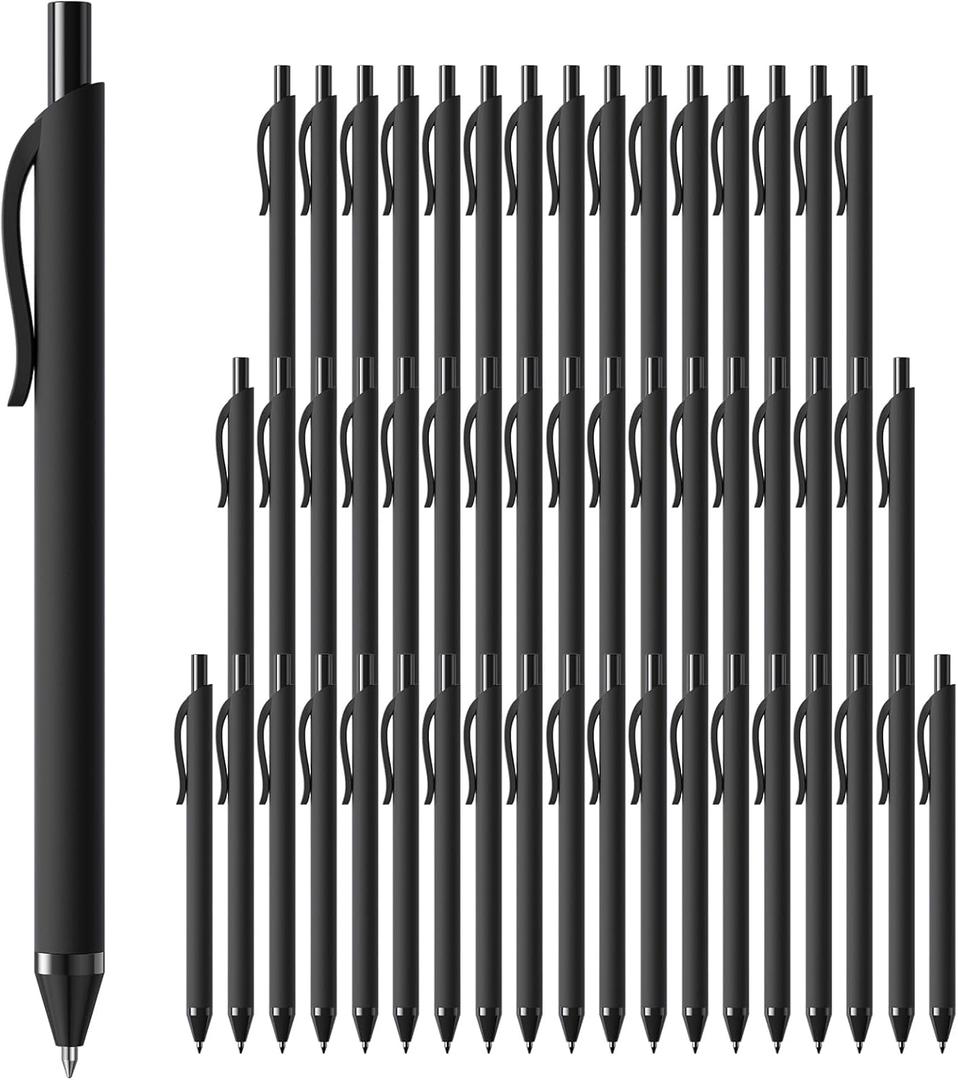 50 Pack Black Ink Pens - Bulk Pens, 1.0MM Medium Point Ballpoint Pens, Smooth Writing No Bleed Retractable Ball Point Pen (Black)