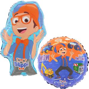 Toyland 2 Pack Blippi Balloons - 18" Round Characters Balloon & Large 29" Blippi Shaped Balloon - Children's Party Decorations