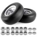 11x4.00-5 Lawn Mower Tires Flat Free Tire and Wheel 2 Pack Universal Fit 11x4-5 Flat Free Tire with Rim, 3.4"-4"-4.5"-5" Centered Hub, 3/4" or 5/8" or 1/2"Bushings