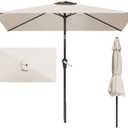 6.5' x 10' Rectangular Patio Umbrella Large Outdoor Market Umbrella w/ UV Protection, Push Button Tilt and Crank Lift, Rectangle Table Umbrella for Garden, Deck, Pool, Patio, Creamy White