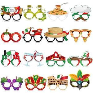 Pajean 25  Pcs Italian Party Decorations Italy Theme Eyeglasses Italian Paper Glasses Frame Photo Booth Props Italy Party Favors for Pizza Birthday Baby Shower Birthday Supplies