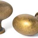 Goo-Ki 1.2Inch(36MM) Oval Antique Brass Cabinet Knobs, Zinc Alloy for Drawer Knobs for Dresser Cupboard Wardrobe, 6 Packed