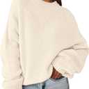 PRETTYGARDEN Women's Fall Oversized Sweaters Dressy Casual Long Sleeve Chunky Knit Winter Pullover Tops 2026 Holiday Outfits (White, S)