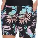 Hurley 5"/7" High Waisted Swim Shorts Women, Board Shorts with Pockets & Inner Liner, Quick Dry Swim Trunk, UPF 50+ Black Multi XL