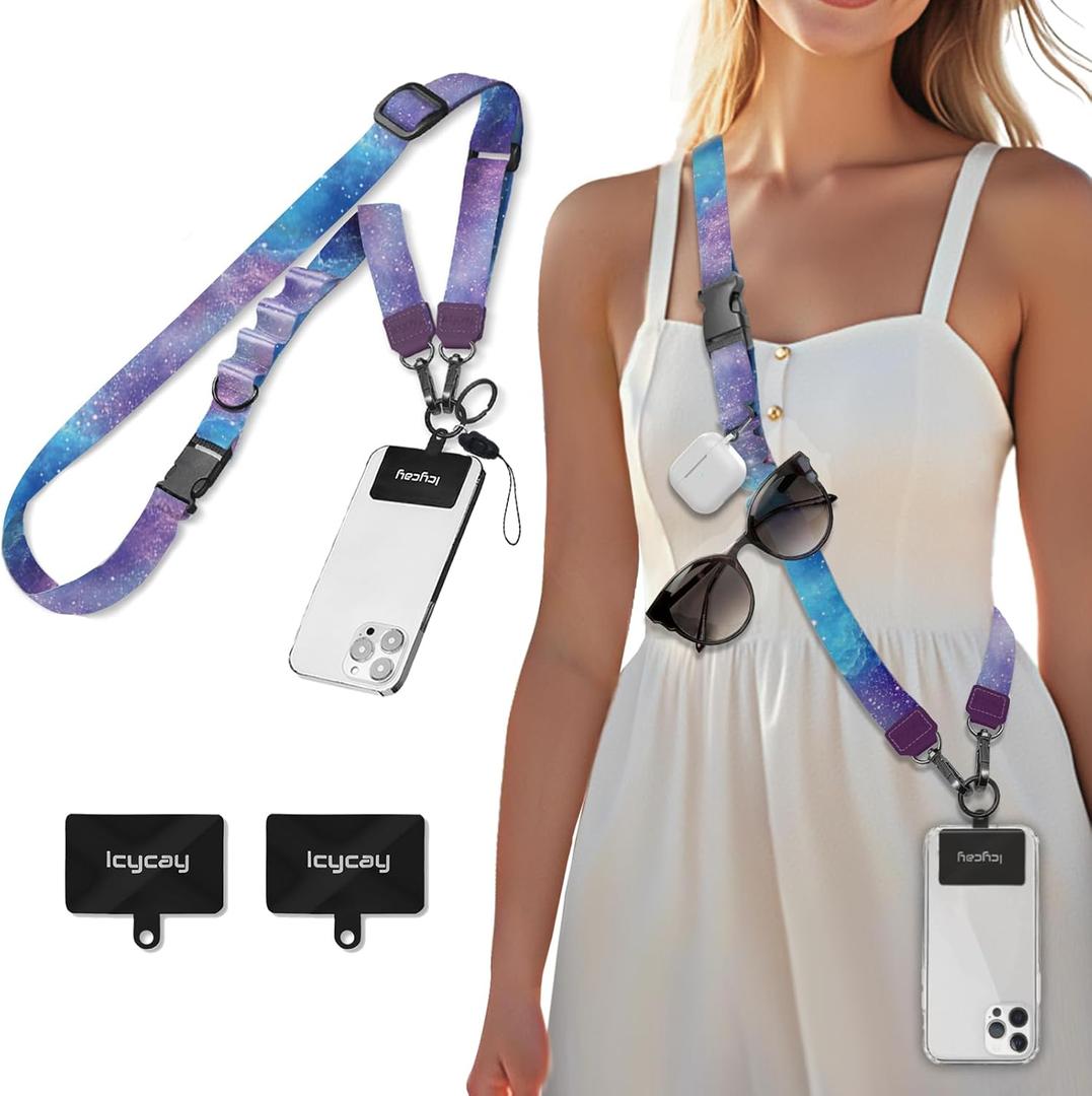 Phone Lanyard Crossbody, Starry Sky Cell Phone Strap for Around The Neck Adjustable, Anti Theft Cute Lanyard for iPhone Case ID Holder Keys Accessories Travel Essential
