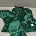 Multitrust Baby Girls Boys Silk Pajamas Set Solid Long Sleeve Button Down Shirts Tops and Pants Infant Satin Pj Lounge Sets (6-7 Years, Green)