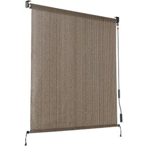 Aoodor Patio Roller Shade 8 x 8 ft HDPE Fabric Outdoor Cordless Roll Up Shade with UV Protection, Roller Blinds for Porch, Gazebo, Pergola, Balcony, Window, Mocha