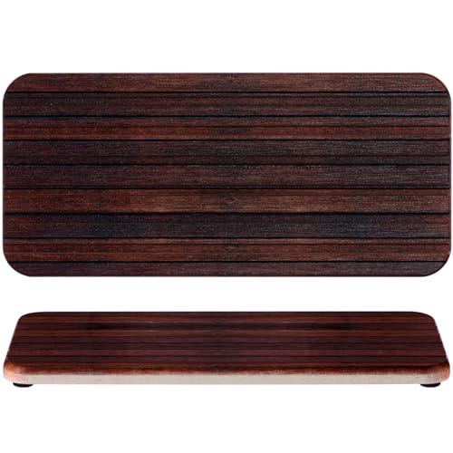 2Pcs 8.6x4'' Water Absorbent Diatomite Coasters Diatomaceous Earth Drying Mat, Grooved Design Water Absorbing Stone for Home Bathroom Decoration Home Warming Gift(Dark Brown)