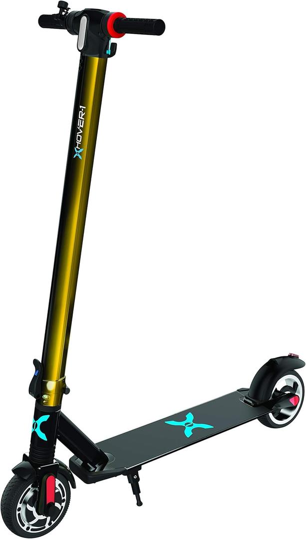Hover-1 Eagle Foldable Electric Scooter with 300W Brushless Motor, 15 mph Max Speed, and 7 Miles Max Range (Black and Gold)