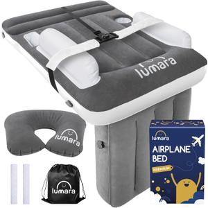 Premium Toddler Airplane Bed - Inflatable Airplane Bed for Toddlers, Plane Baby Mattress for Kids - Blow Up Air Mattress for Child Flight Sleep with Safety Belt, Innovative Valves, No Pump Needed