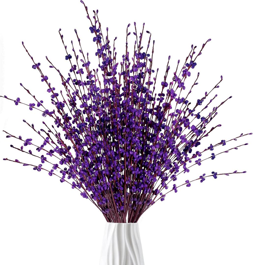 Sggvecsy 10 Pcs 29.5 Long Artificial Jasmine Flowers Tall Fake Flower Bouquet Faux Jasmine Plants Dry Branches for Wedding Home Party Office Hotel Restaurant Kitchen DecorationDark Purple
