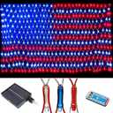 American Advanced Flag Lights, 420 LED Solar String Lights, Waterproof Led Flag Net Light of The United States for Memorial Day, Independence Day, 4th of July, Party, Yard Decorations (Solar style multi-color)