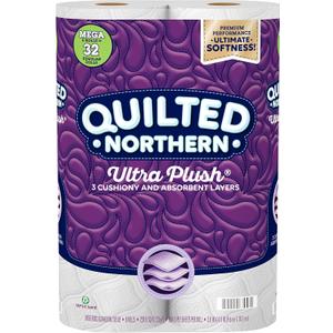 Georgia Pacific QUILTED NORTHERN ULTRA PLUSH TOILET PAPER, 8 MEGA ROLLS