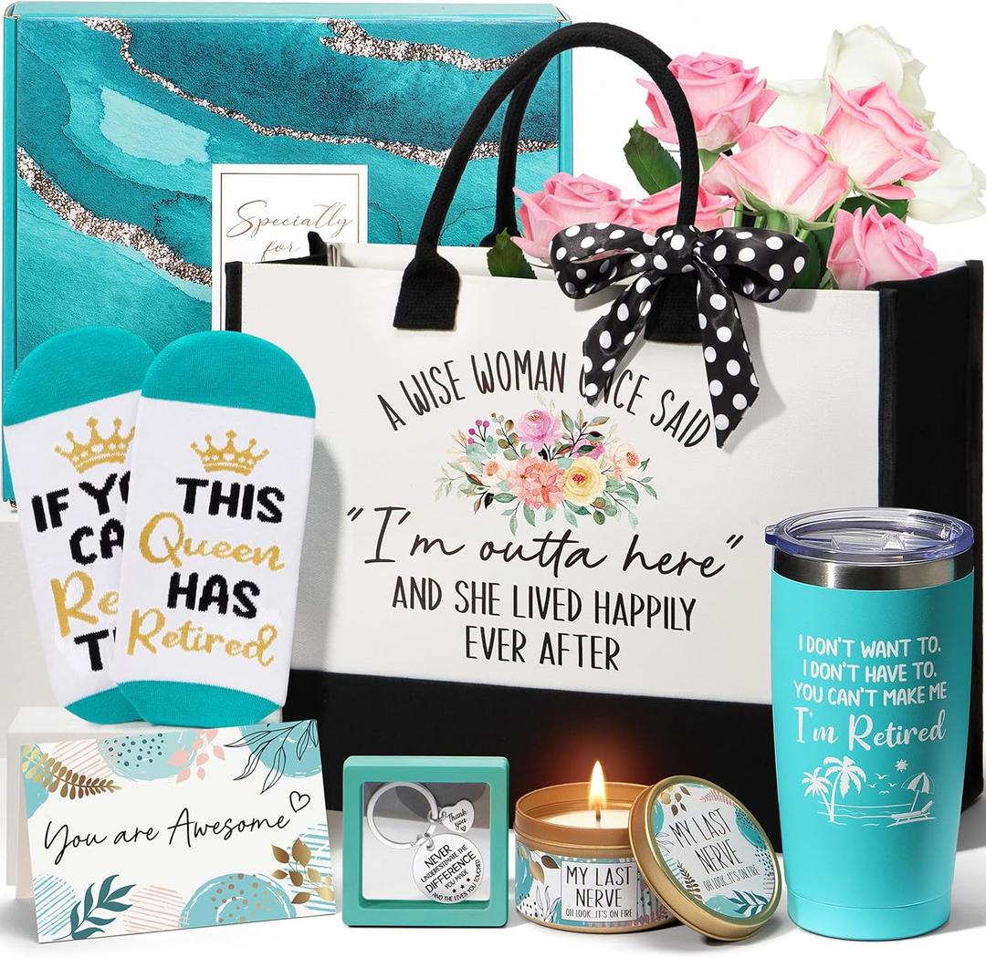 Retirement Gifts for Women 2026, Best Cool Retirement Gifts for Coworker Teacher Nurses Boss Friends Mom Grandma Retirees, Coworker Farewell Leaving Going Away Gift with 20Oz Tumbler Canvas Tote Bag