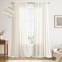 Nanspring Extra Long Linen Curtains 108 Inch Length 9ft for High Ceiling Living Room 2 Panels Set Privacy Translucent with Light Filter Sheer Drapes for Dining Room Cream 52x108