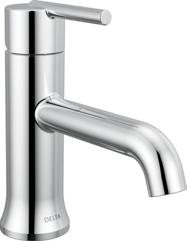 Delta Faucet Trinsic Single Hole Bathroom Faucet, Single Handle Bathroom Faucet Chrome, Bathroom Sink Faucet, Metal Drain Assembly, Chrome 559LF-MPU