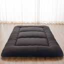 Japanese Floor Mattress, Futon Mattress with Portable Storage Bag and Washable Cover, Roll Up Thick Tatami Mat Suitable for Camping, Guest Room, Black, Twin