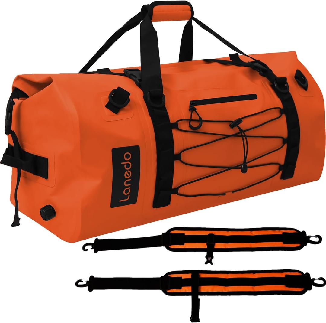 80L Dry Bag Large Waterproof Bag Roll-Top Heavy Duty Fishing Duffel Bag with Durable Straps & Handles for Kayaking Paddle boarding Boating Rafting Fishing (Orange)