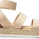 DREAM PAIRS Strappy Espadrille Platform Wedge Sandals for Women Dressy Summer, Comfortable Open Toe Sandals with Cushioned Insole and Ankle Strap Buckle,Size 8,Nude,SDPW2401W
