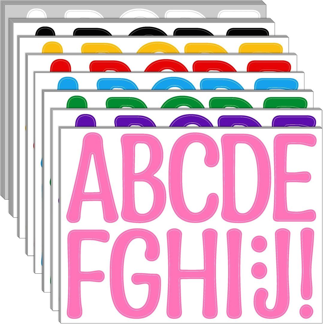 Bemeol 30 Sheets Large Letter Stickers 4 Inch Alphabet Letter Stickers Self Adhesive Sticker Letters for Bulletin Boards Classroom Home Decor(Multicolor)
