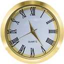 HILLHOME Mini Clock Insert 1-1/2 Inch (37 mm) Round Quartz Movement Miniature Clock White Face Gold Tone Bezel Roman Numerals Fit 35 mm Diameter Hole