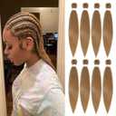 27 Braiding Hair Pre Stretched 26 inch 8 packs Honey Blonde Braiding Hair for Braids Professional Soft Yaki Synthetic Braids Hair Extension Hot Water Setting
