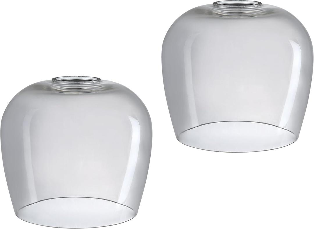 2 Pack 5.44 Inch Clear Grey Glass Lamp Shade Pendant Ceiling Chandelier Wall Sconce Light Replacement Oval Glass Shade Fixture Over Sink Kitchen Island