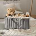Blissful Diary Baby Diaper Caddy Organizer, Stylish Storage Basket for Newborn Essentials and Diaper Station, Gift for Baby Shower and Registry Must-Have, Light Gray