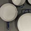 Nonstick Enameled Cast Iron Cookware Set, 8-Pcs Pots and Pans with Lid, Frying Pan Skillet, Sauce Pan, Healthy Round Dutch Oven Pot for Sourdough Bread Baking on All Stovetop, Come with Organizer,Navy