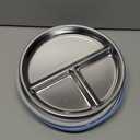 Bakpoco Stainless Steel Toddler Plate with Suction, 9 Divided Plates with Removable Silicone Sleeves for Kids, Non Toxic & BPA Free | Non Slip | Unbreakable Baby Snack Dishes Set of 2, Blue & Gray