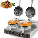 WICHEMI Commercial Double Waffle Maker 110V 2400W Professional Non-stick Round Waffle Iron for Bakery, Restaurant, Snack Bar or Household
